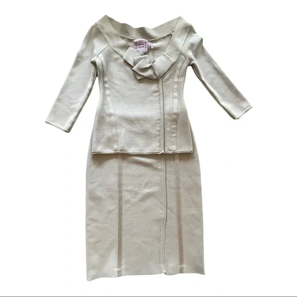 Herve Leger Woman’s Grey 2-Piece Long Sleeve Bandage Dress Size XS/S - Picture 1 of 12